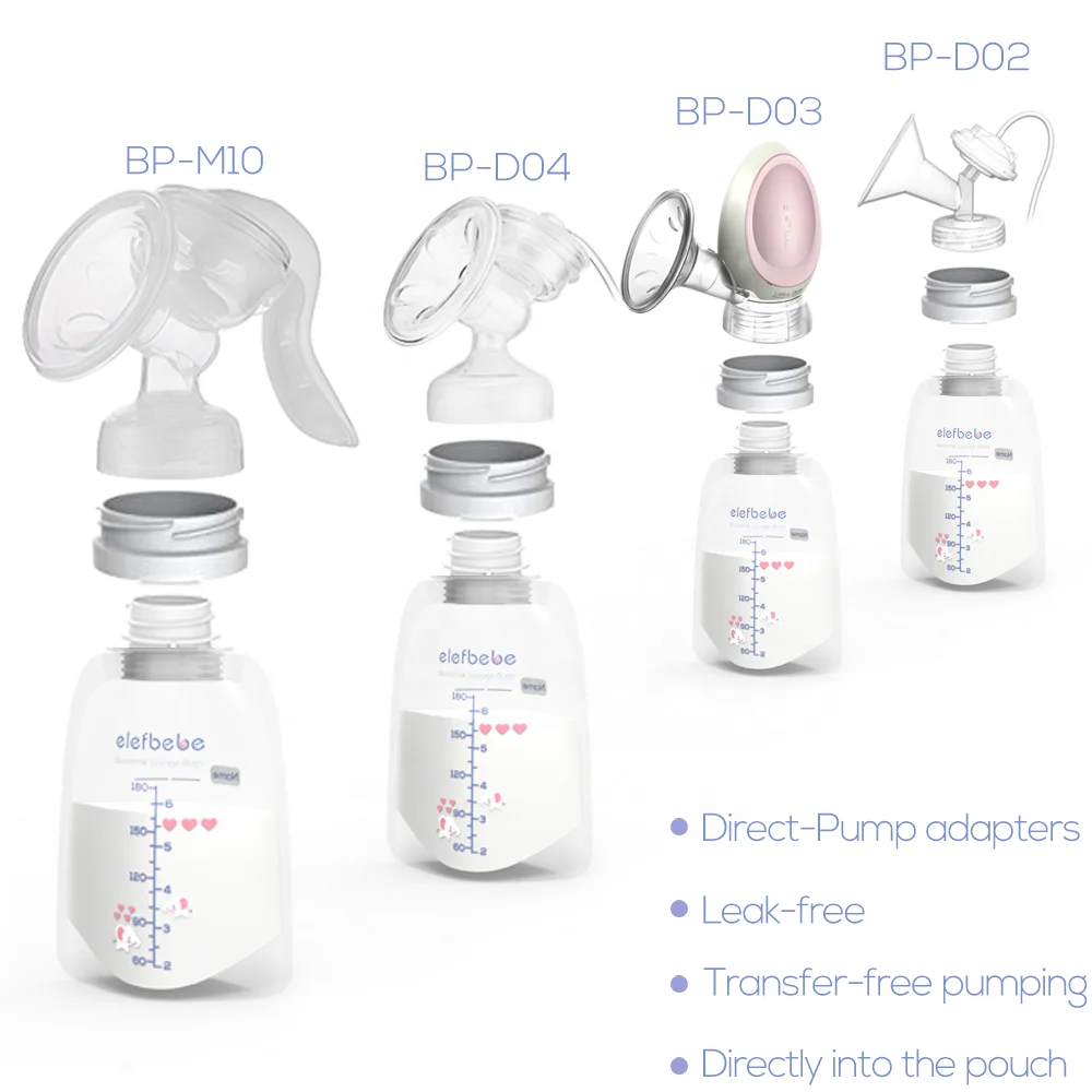 BPA Free Stand Up 180ML Vacuum Outdoor Travel Silicone Baby Food Milk Storage Bag