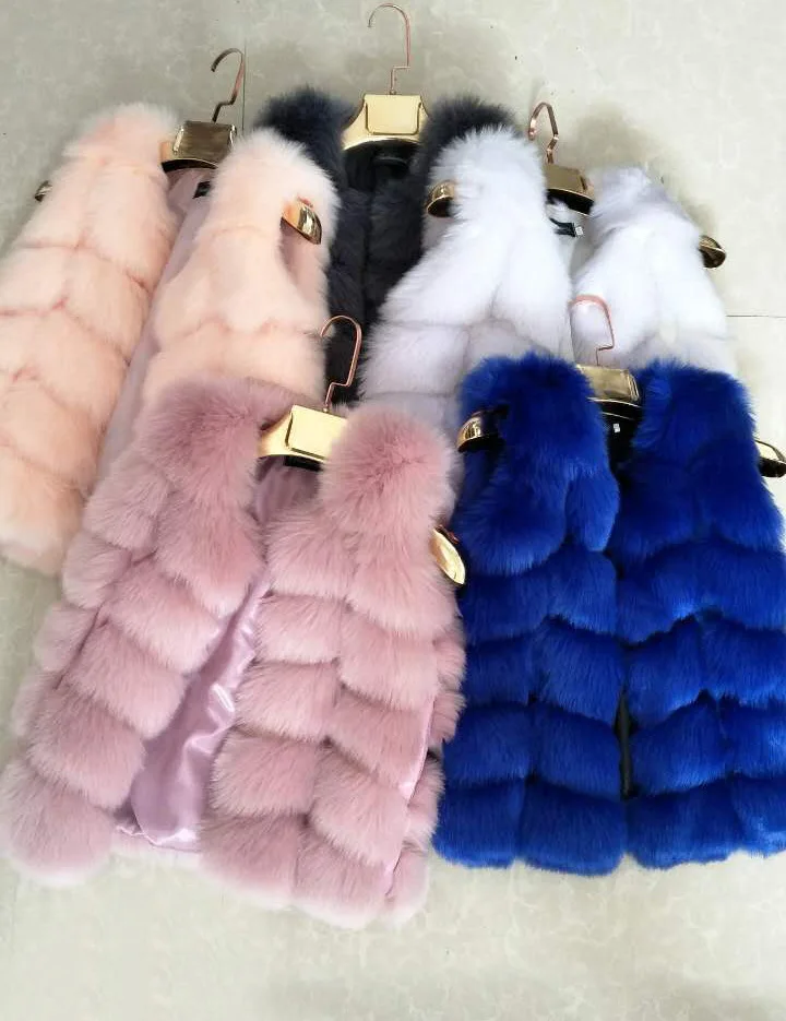 
New style children winter fur imitation fox fur baby girls vest 