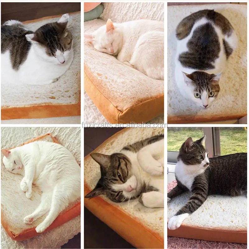 DXL New Design Bread Toast Cat Bed Mat Soft Fleece Puppy Cushion Detachable FX-D-38