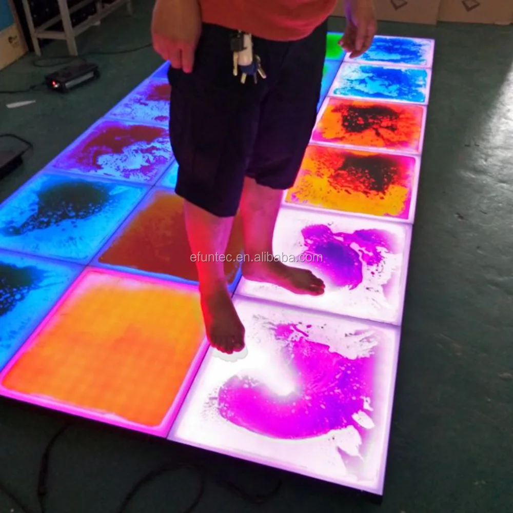 
portable rechargeable led liquid motion flooring touch sensitive illuminated led liquid color dance floor 