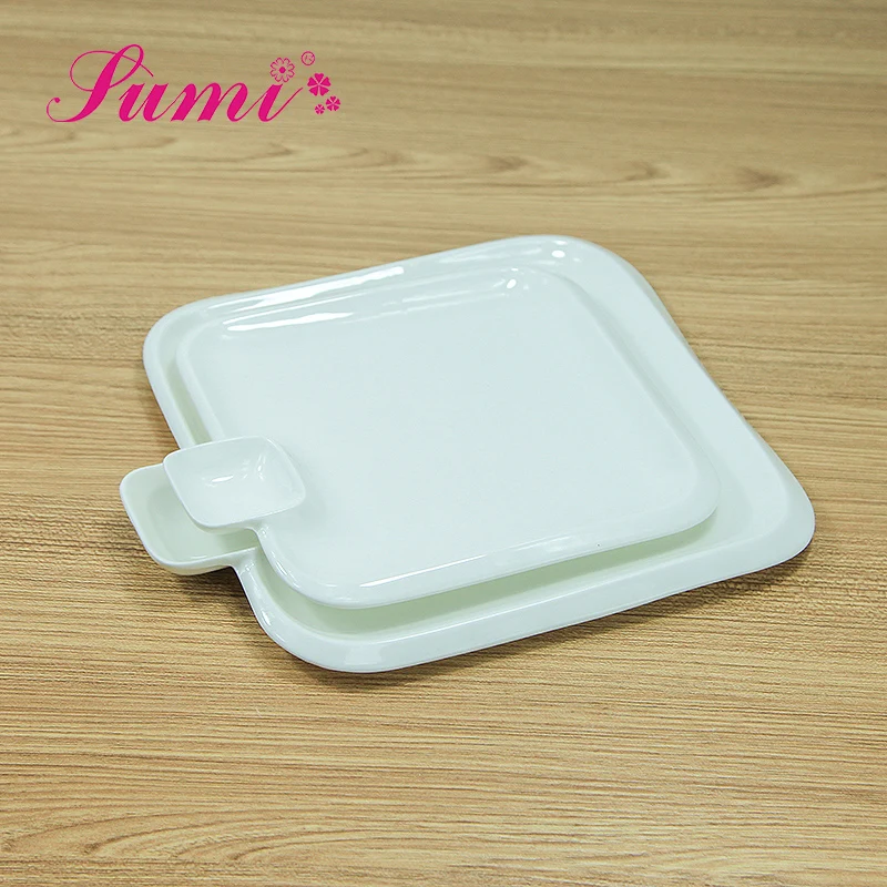 Best selling white ceramic plate with mini sauce dish