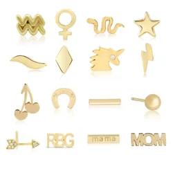 Fashion new designs jewelry gold plated multi shapes small stud earring set