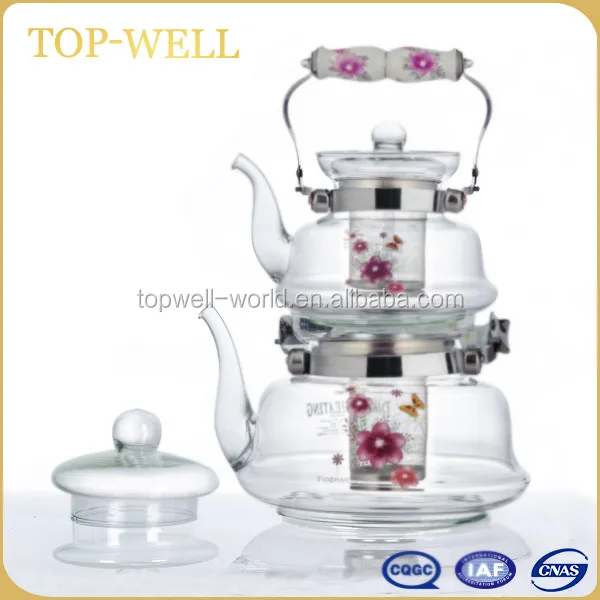 fire resistant glass turkish teapot brew teapot