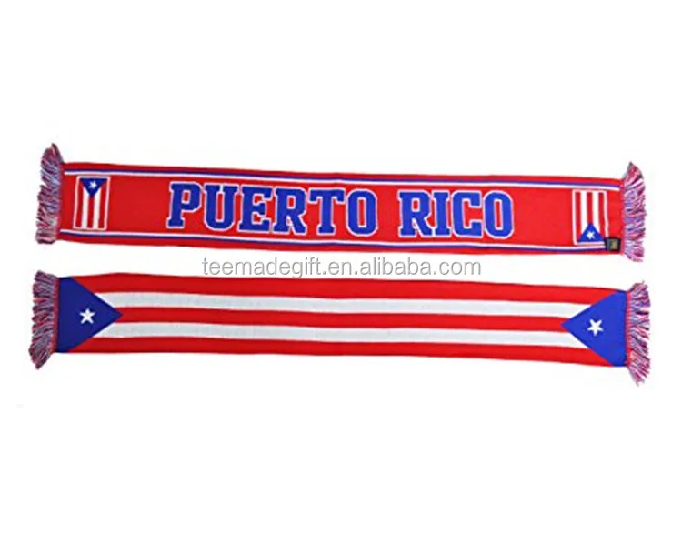 
Acrylic Knitted Jacquard Soccer Football Scarf Puerto Rico Knitted Scarf 