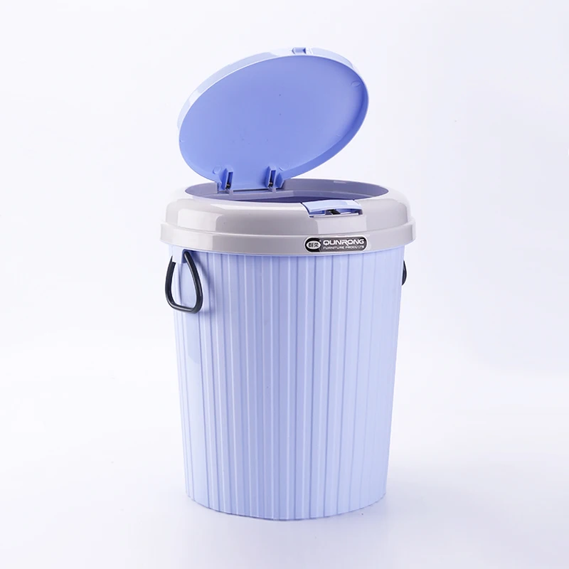 Household Garbage Can Press Pop-Up Lid Toilet Dustbin Small Plastic Waste Bin Kitchen Trash Can