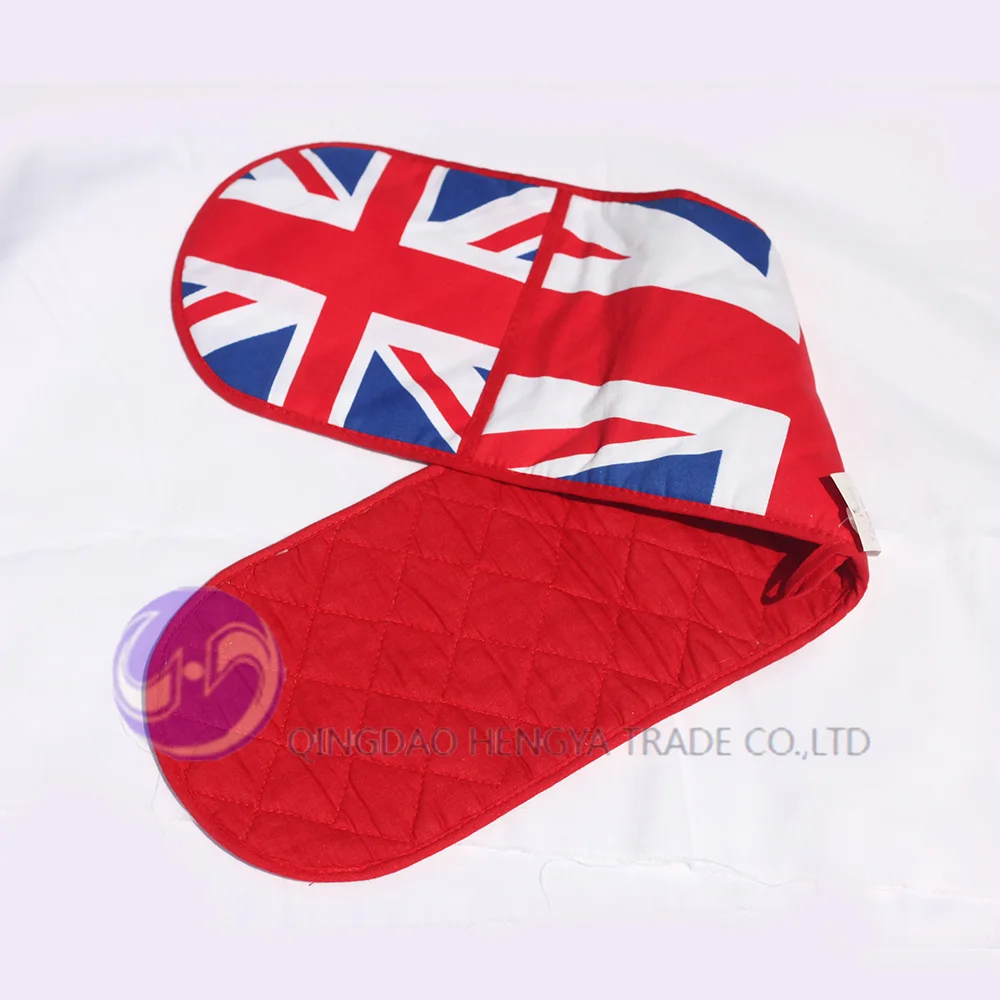 Custom design heat resistant cotton double oven mitt