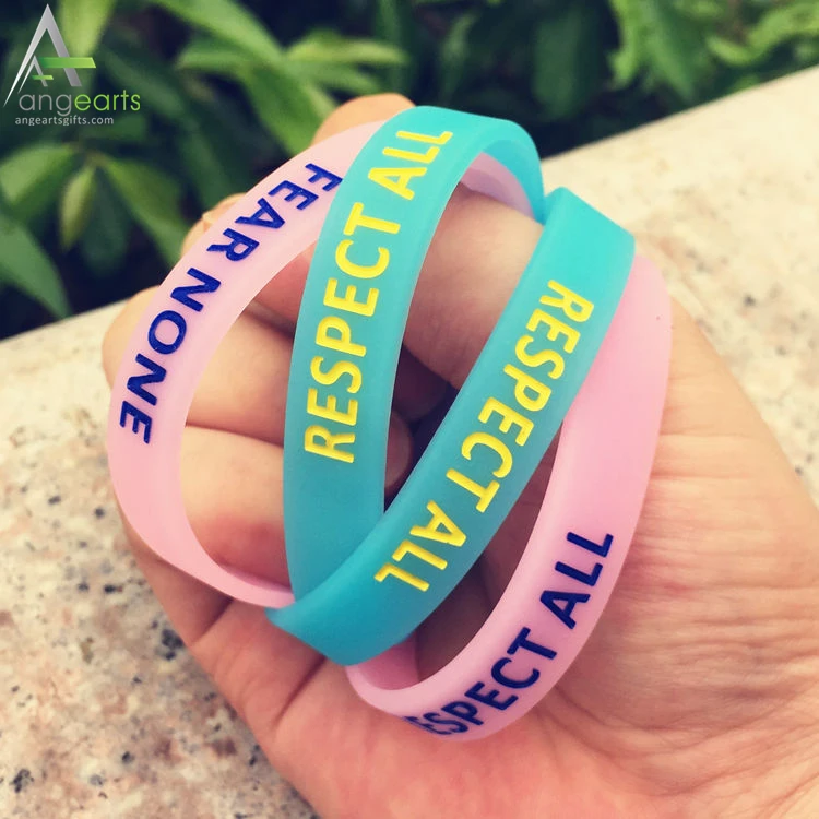promotional gifts rubber silicone bracelet custom silicon wristband Color Filled Printing
