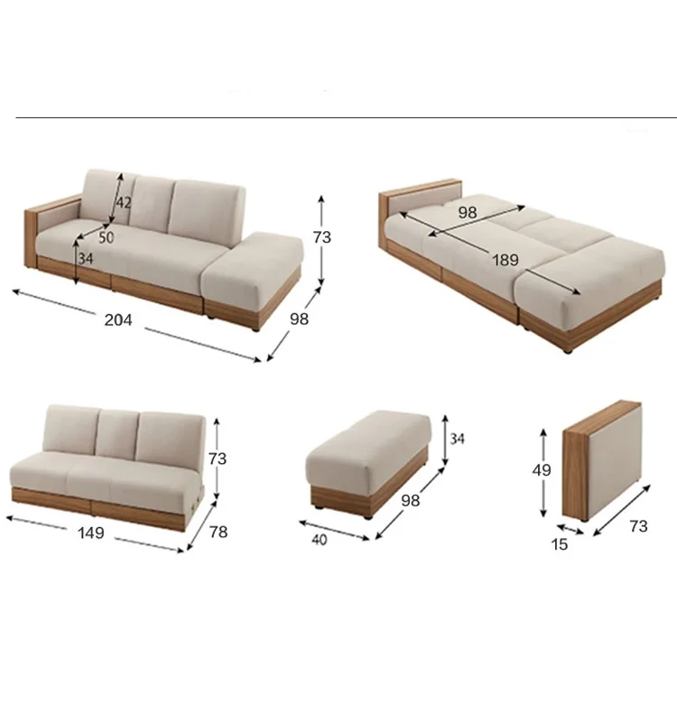 
2019 custom color fabric l shape sofa cum bed 