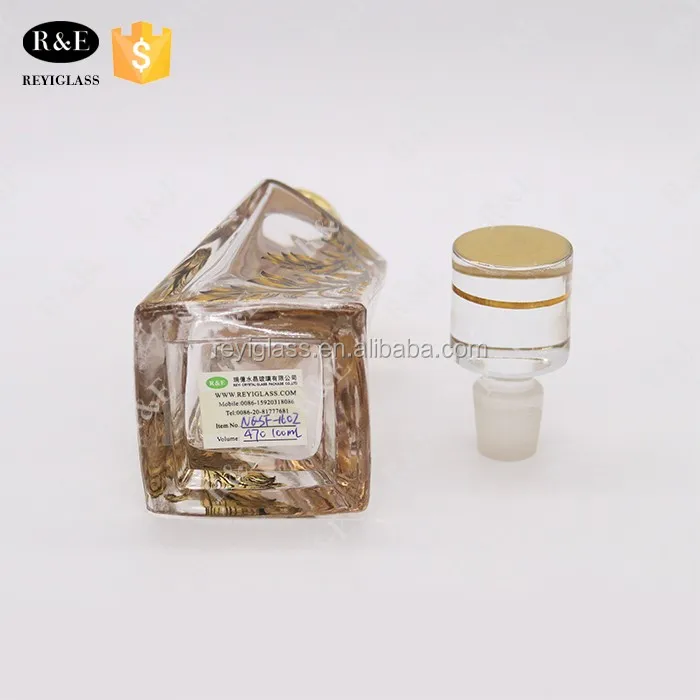 100ml golden display flower glass bottle decanter for oud oil perfume