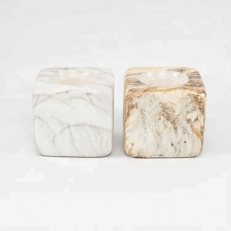
Optional pattern printing christmas decor square marble porcelain tealight candle holder 