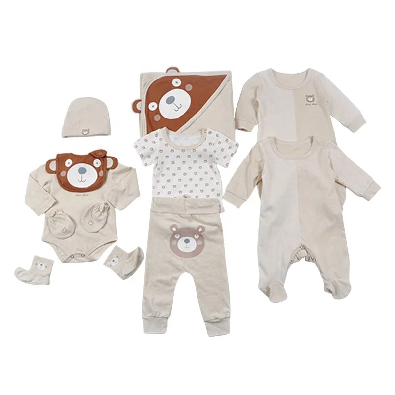 Baby Cotton Set Bear Infant Set Organic Cotton Baby Clothes Newborn Full OEM Service Unisex Picture Knitted Kids Rompers CN;GUA