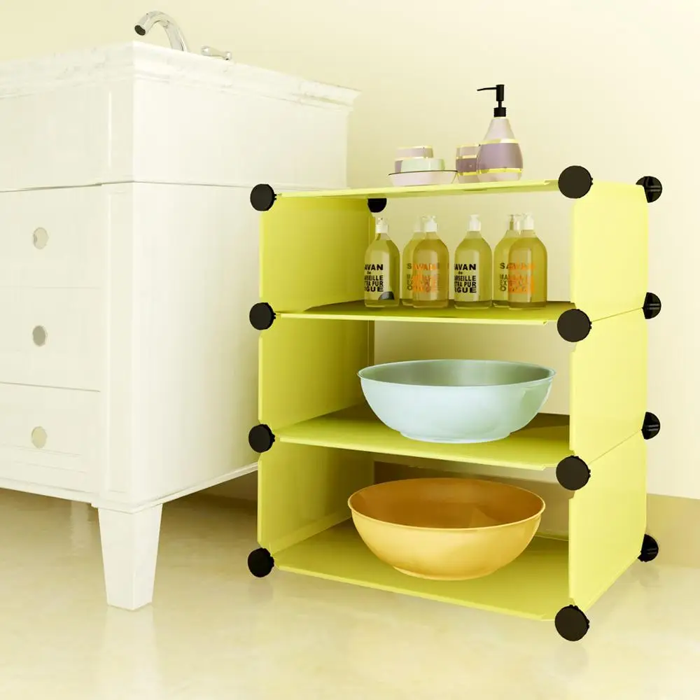 Cube DIY Modular Storage Rack Closet Organizer Bathroom Plastic Cabinet For Laundry