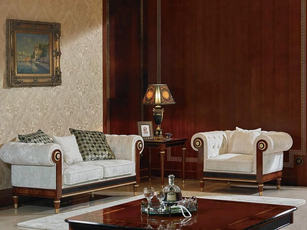 Luxury design European style furniture solid wood antique classic sofa set
