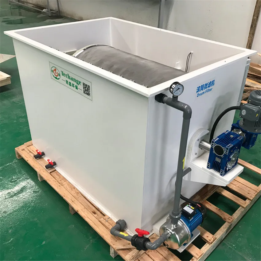 Aquaculture fish farm drum filter for water treatment plant