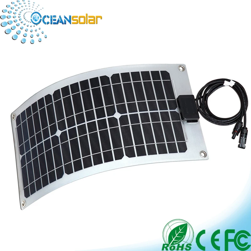 High efficiency waterproof total black 20w 12v ETFE semi flexible solar panel for boat rv system