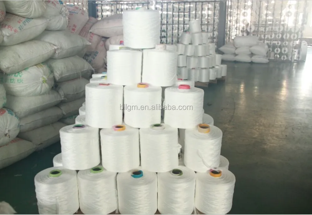 factory providing 300D/576F white or dyed spun polyester yarn for knitting /weaving