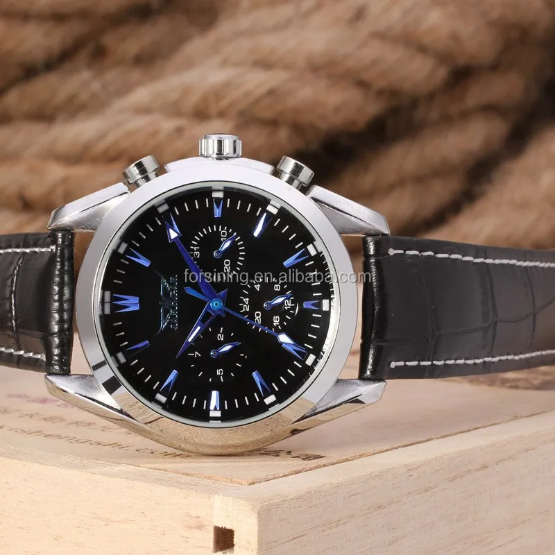 Jargar new products blue dial index own brand automatical watch genuine leather Wrist watches gift items