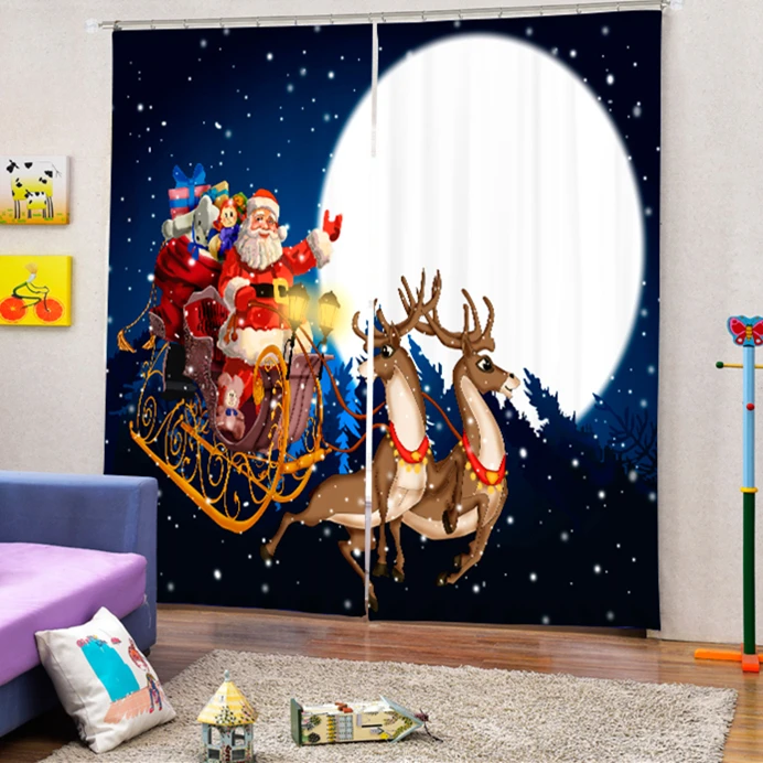 
Christmas Decorative Drapes Hot Sale Custom 3D Photo Printed Bathroom Living Room Window Curtains 