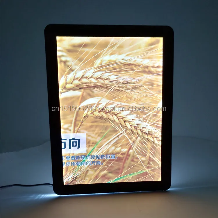 A3 stand acrylic magnetic crystal light box, crystal class led panel with magnets, single side crystal light box