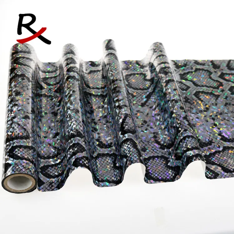 5005 hot fashion snake pattern broken glass laser foil for handbag leather pu shoes