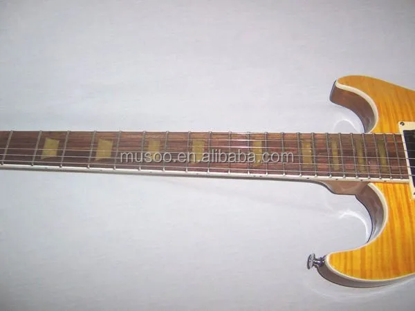 Musoo brand electric guitar LP guitar with flamed maple top in Yellow Color (SLP5020)