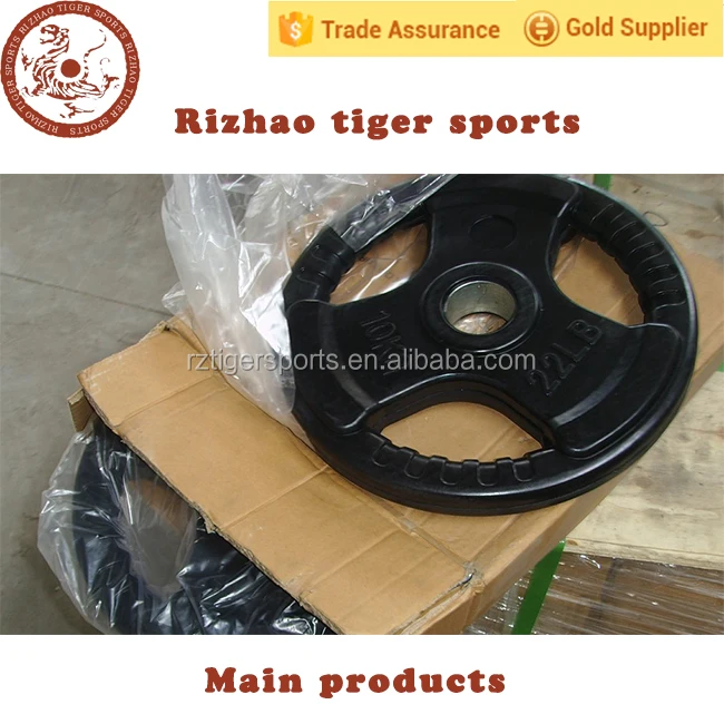 Tri grip rubber coated bumper weight plate for gym crossfit