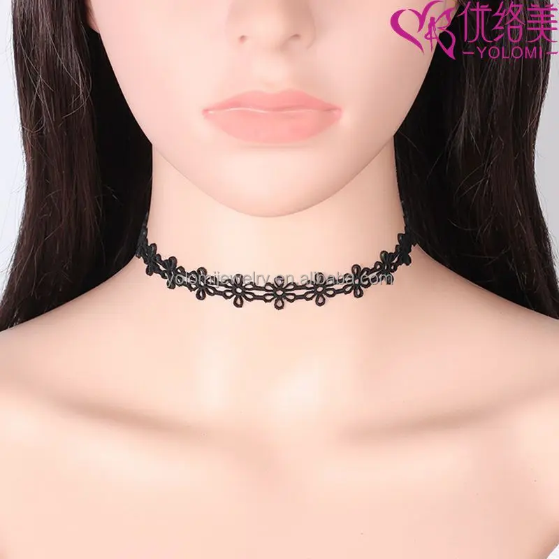 Custom Zinc Alloy Handmade Women Female Leather Black Collar Choker Necklace