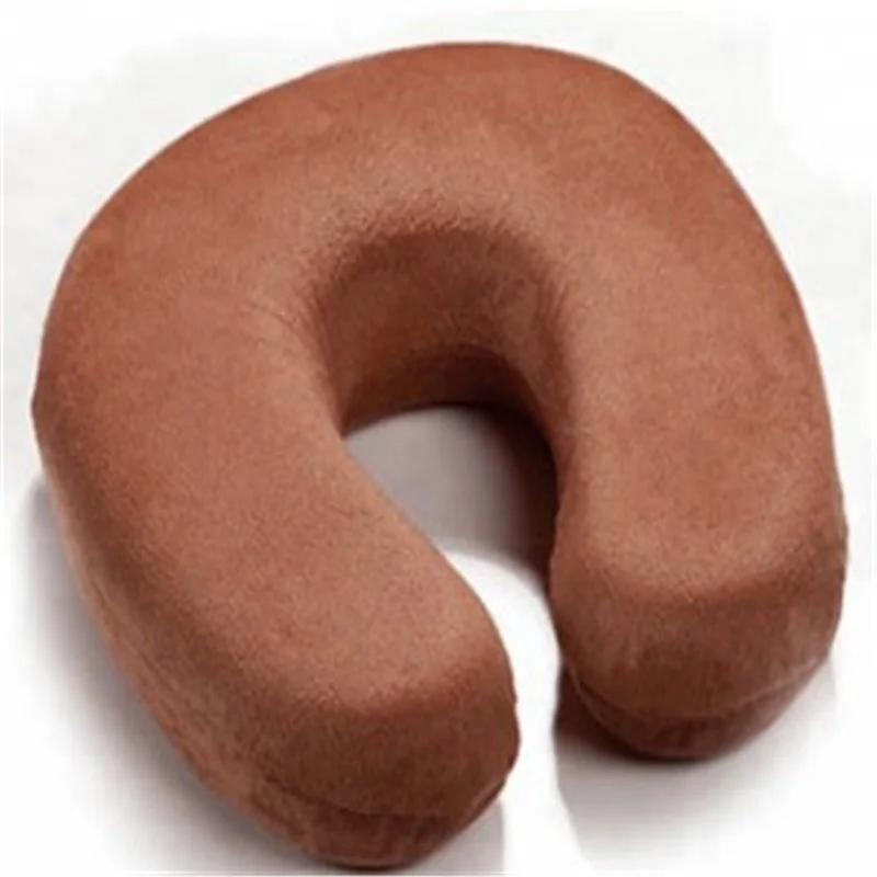 Memory Foam Neck Pillow Cheap Price Custom U-shape Travel 100% Polyester Pillow Massager Knitted Travelling Airplane Car 1 Pc