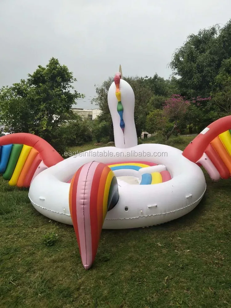 Water partk and beach sea side toy newest huge 6 person inflatable Unicorn Party Bird water Island