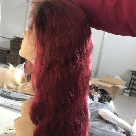 
1b/red color 10a grade virgin human brazilian hair body wave full lace wigs for black women 