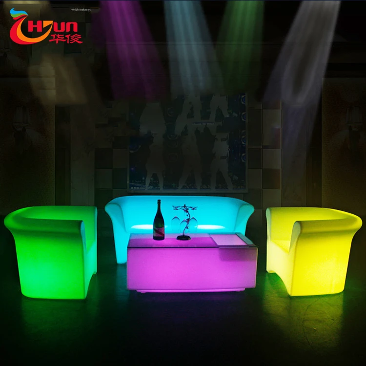 Luxury illuminated furniture sofa classic led sofa led bar nightclub sofa led furniture tables and chairs