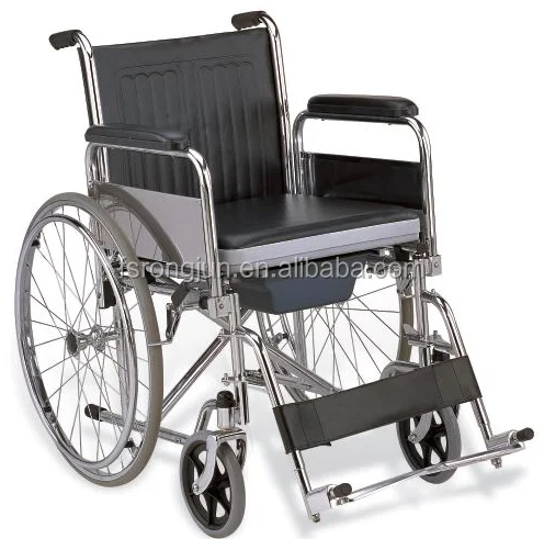 Steel stainless folding commode wheelchair  for elderly