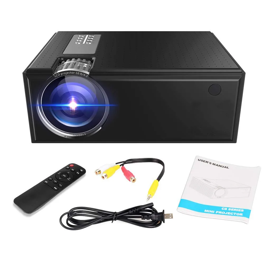 
Portable CHEERLUX C8 HD Projector Home Theater LCD LED support 1080P Projector mini projector 