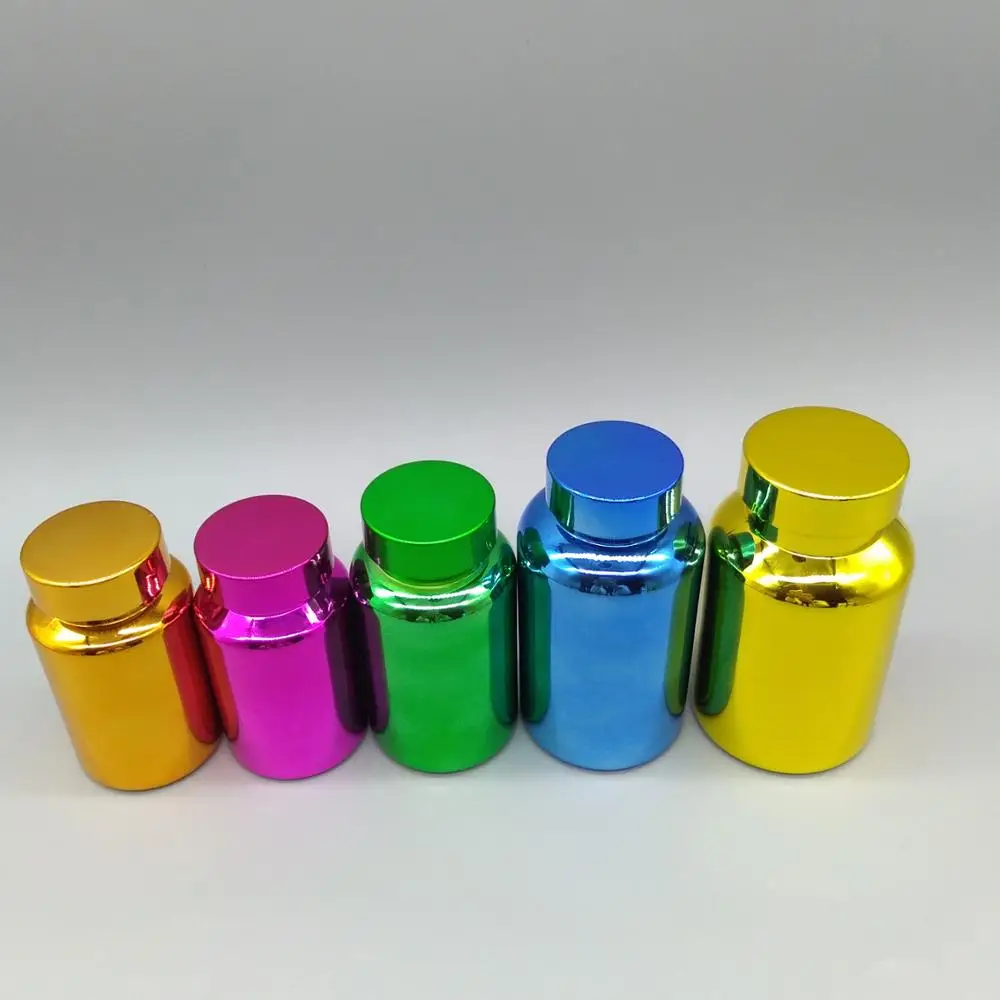 High-end custom-made 100ml 120ml 150ml Gold Plating PET Plastic Bottles Capsule Bottles Container Aluminum Bottle