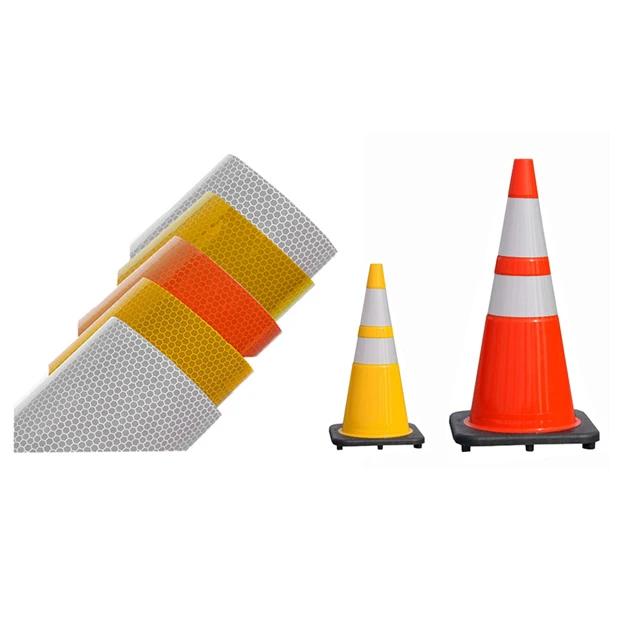 PVC Honeycomb High Intensity Grade Road Safety Reflector Sticker Sheeting Flexible Collar Tape Reflective Traffic Cone Sleeve
