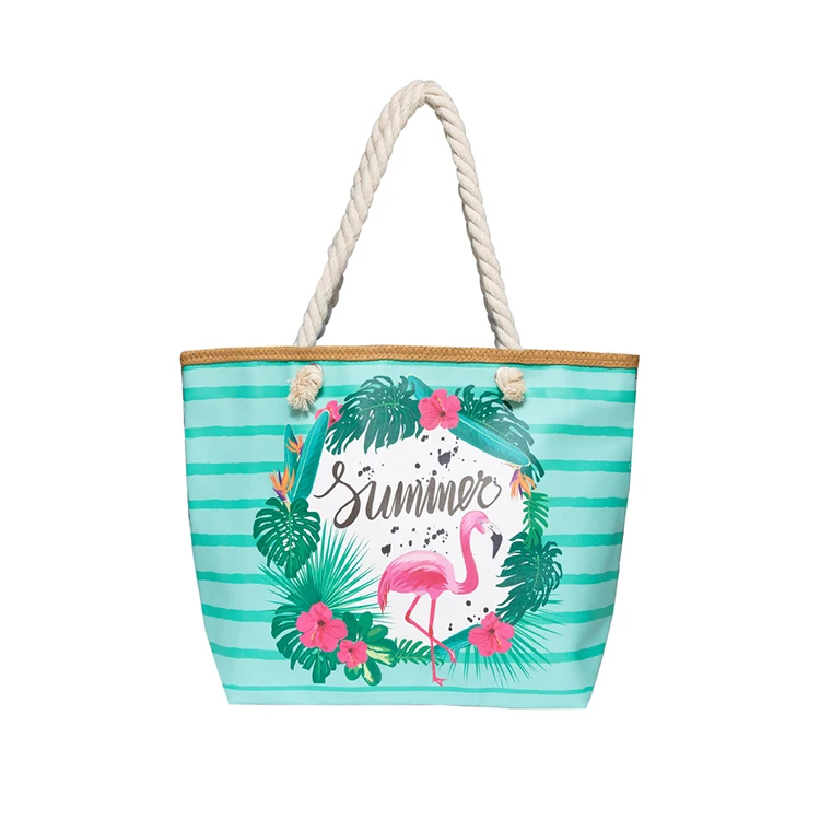 Jakijayi Colorful Flamingo Pattern Printing Pu Beach Bag For Lady