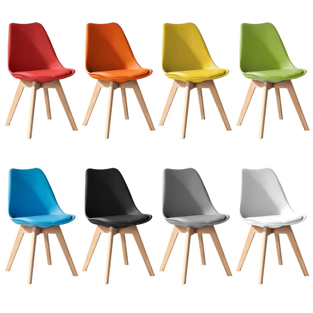 
armless Upholstered Side Chair Durable PU Cushion Soft Padded Shell Tulip plastic cafe Chair 