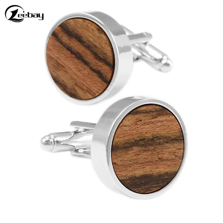 
Circular solid wood cufflinks, business shirt environmental cufflinks 
