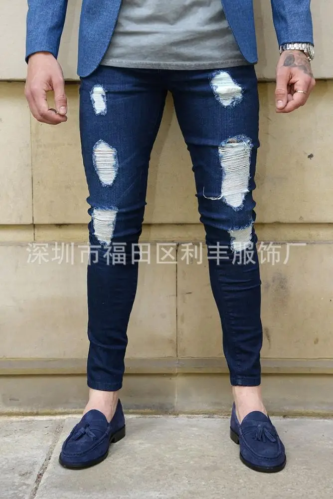 
High Waist Breathable Denim Jeans Man Slim Stretch Denim Jean Bodycon Tassel Belt Bodycon Skinny Push Up Jeans For Man 