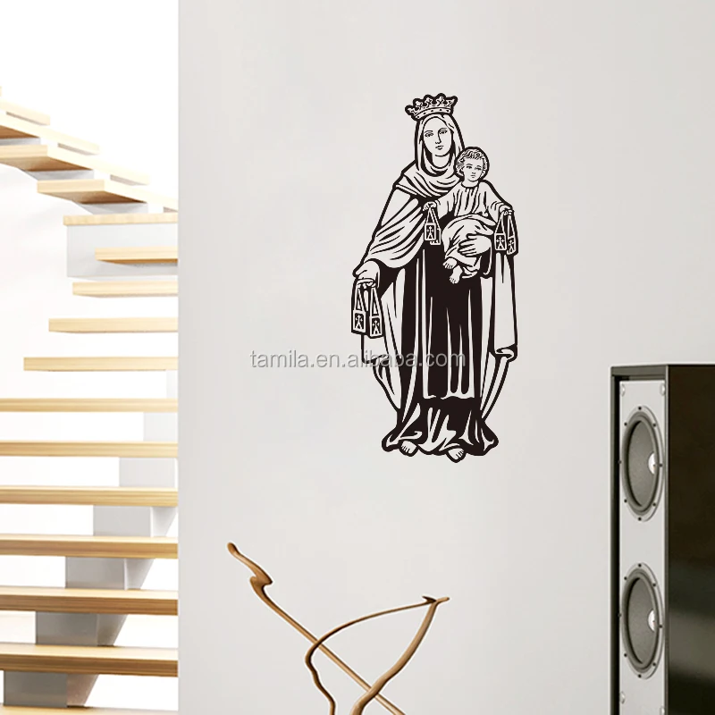 Custom Design Fashion Christ Religious Holy Enamel Mary Mother and The Son of God Church Wall Sticker