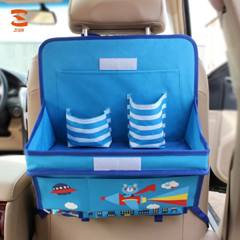 High Quality Cute Cartoon Car Backseat Organizer Foldable Car Seat Back IPAD Tray Table For Kids