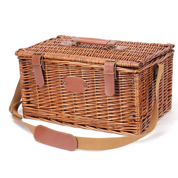 
2 Person wicker Woven Gift Box Baskets Love Design Camping Outdoor Picnic Basket 