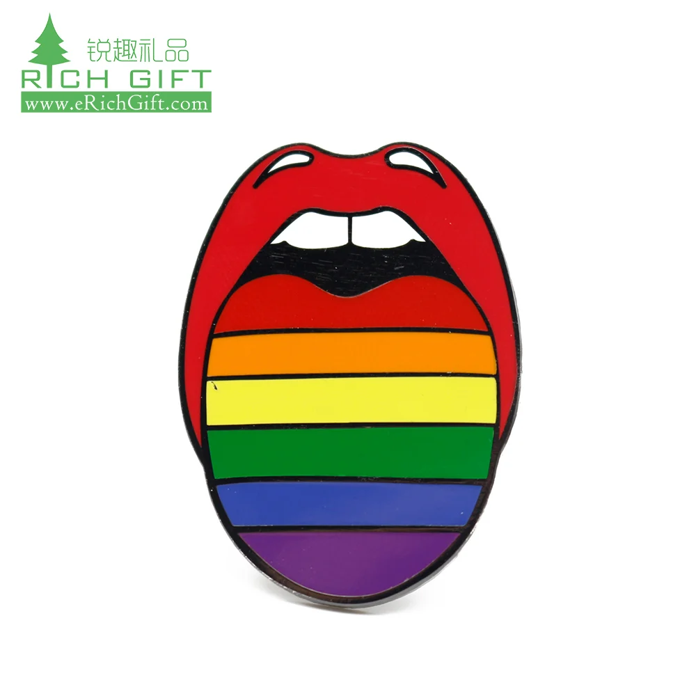 Wholesale Custom Red pink Ribbon Pins Rainbow Gay Pride Enamel Lgbt Lapel Pin Fist Shape Badge Shirt Suit Pins
