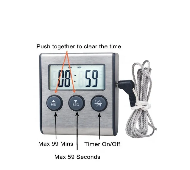Food Temperature Digital Oil Thermometer Probe With Stainless Steel Clip