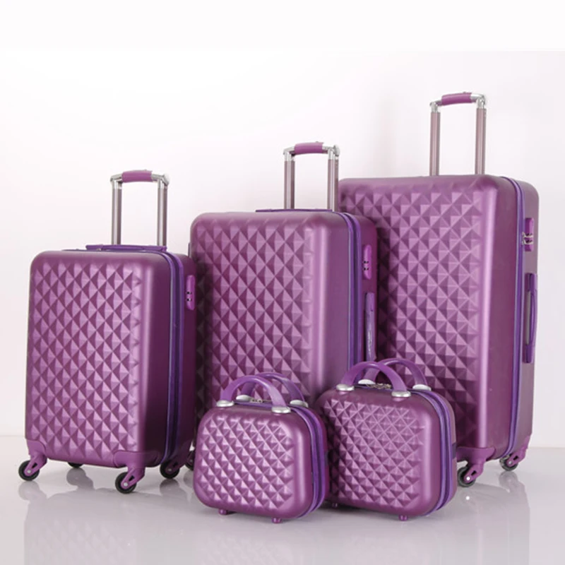 
12/14/20/24/28 size luggage suitcase ABS travel luggage bags 5pieces trolley luggage sets with beauty case 