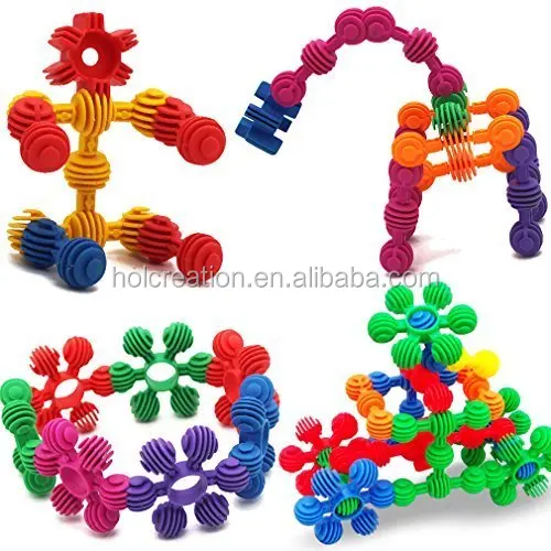 Create Puzzle Manipluative DIY Brain Building Toy Games Preschool Kindergarten Plastic Soft DIY Blocks