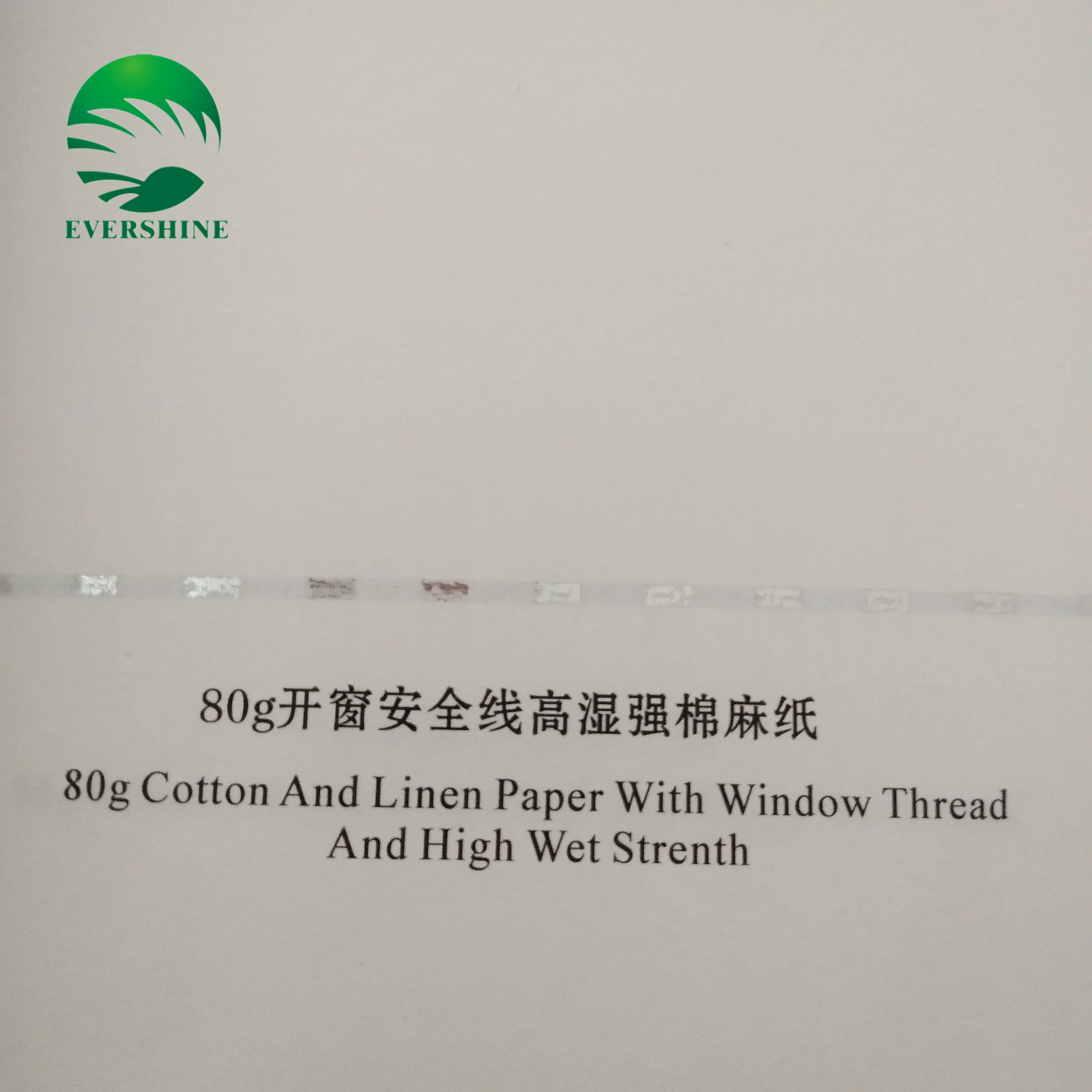 
100g security certificate paper with window thread and fibers 