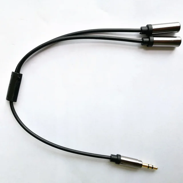 3.5mm Female to 2 Dual Male Headphone Mic Audio Y Splitter Cable Adapter