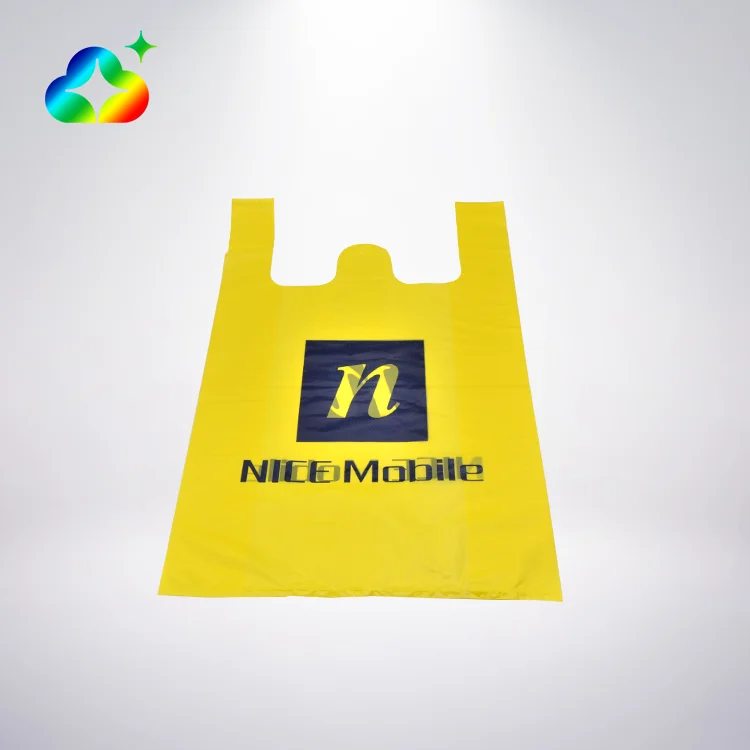 Personalized Custom Logo Printed 100% Eco-friendly Compostable Plastic T-shirt Packaging Bags With Carry Handle For Shopping