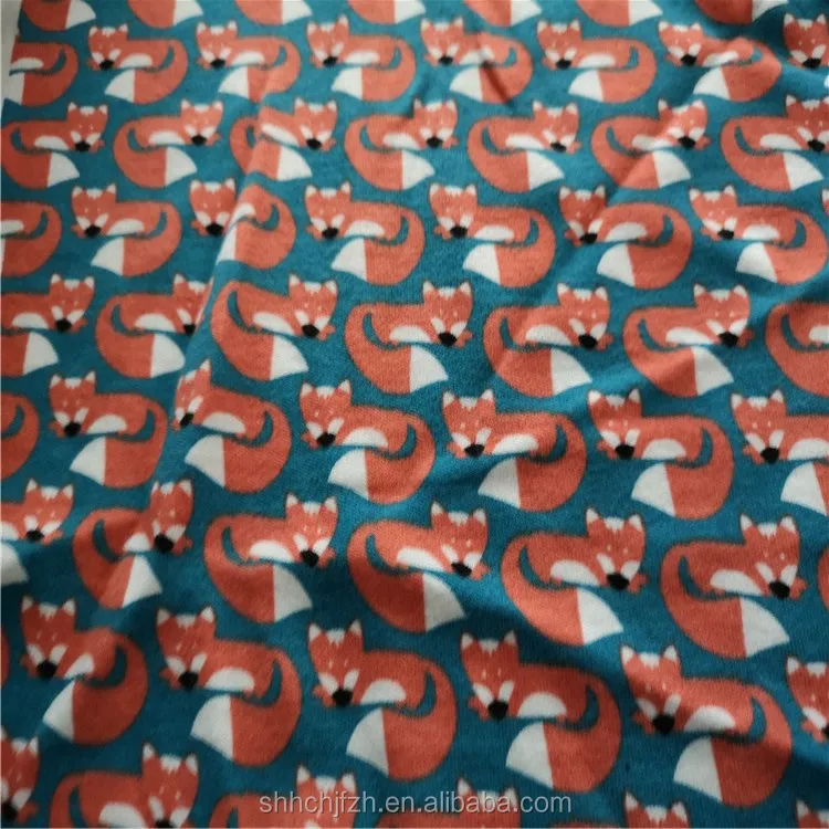 Custom Print Organic Cotton Jersey Knitted Cotton Printed Fabric For Kids